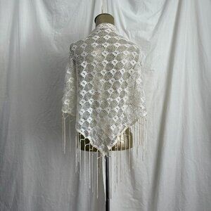 Vintage Ivory Crochet Shawl
